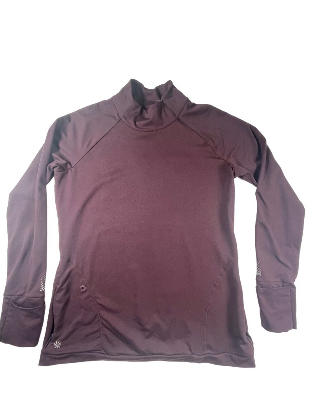 Athleta Plum Purple Mock Neck Pullover Thumbholes Reflective Large